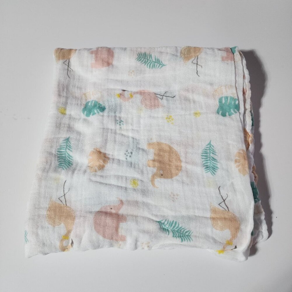 Viviland baby blanket swaddle cotton bamboo blend elephant flamingo
